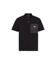 Stretch cotton polo shirt with Re-Nylon details