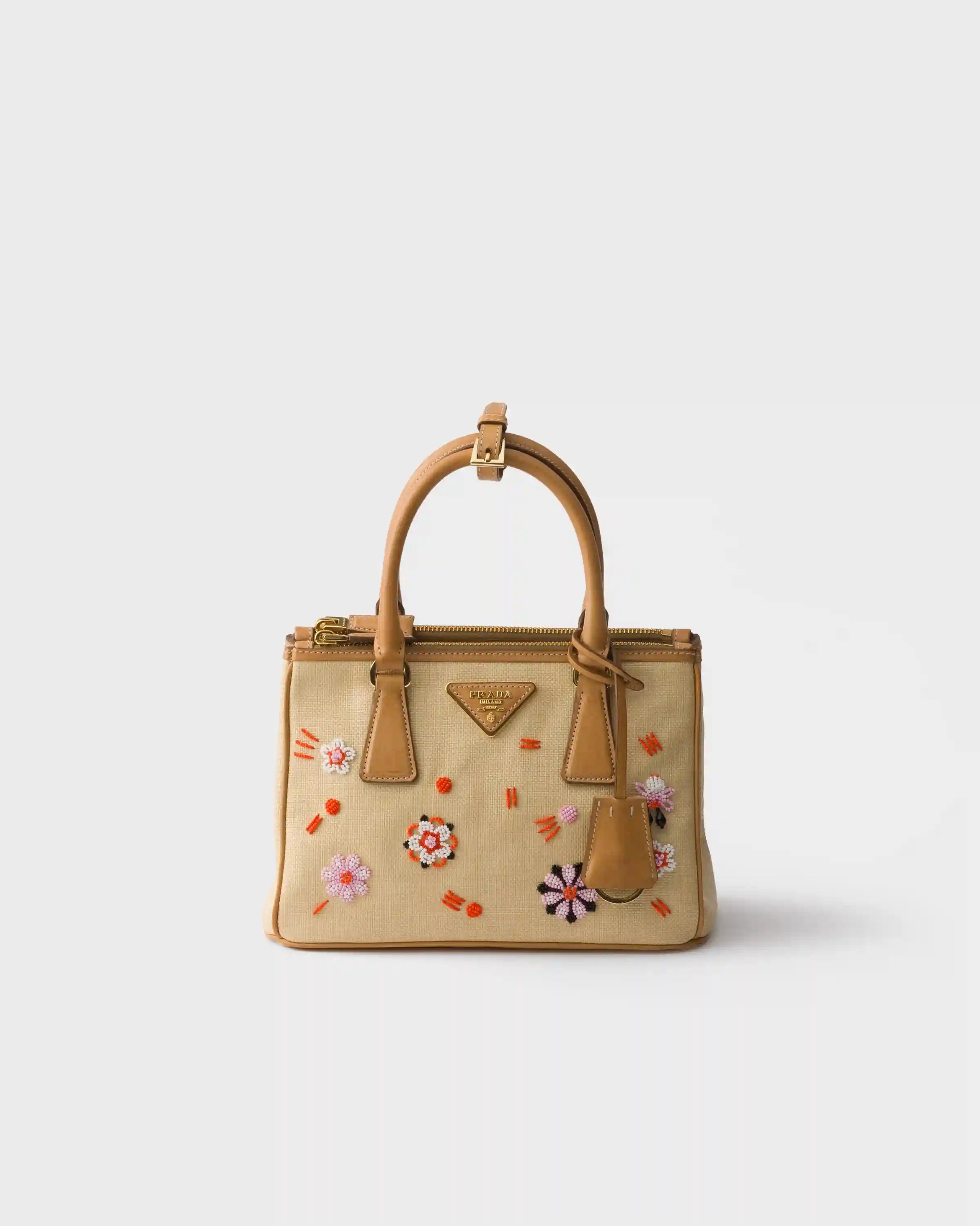 Prada Galleria small canvas and leather embroidered bag