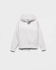 Cotton fleece hoodie with jewel brooch