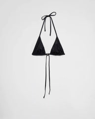 Jersey triangle bikini top with rhinestones 