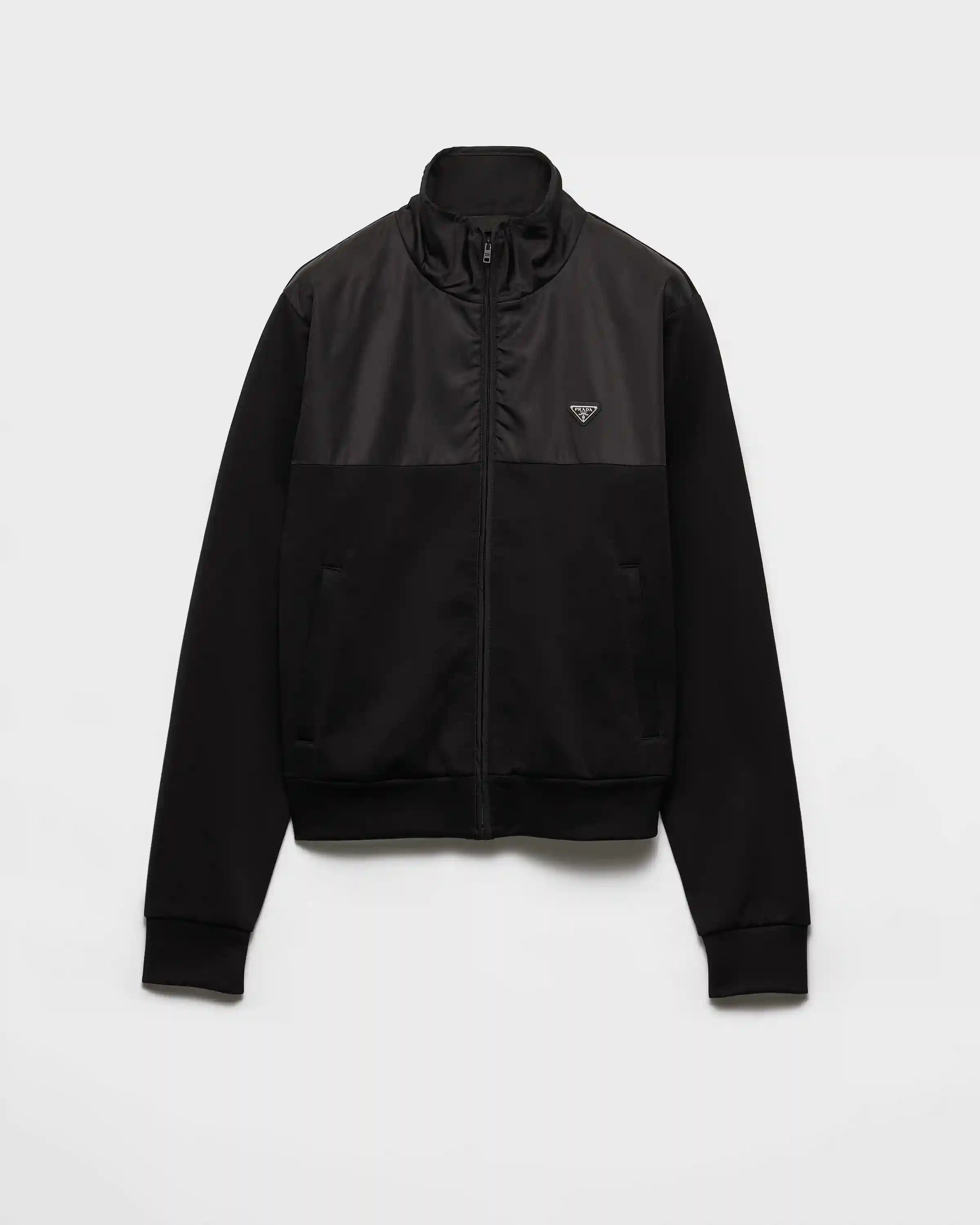 Cotton fleece zipper jacket with Re-Nylon details