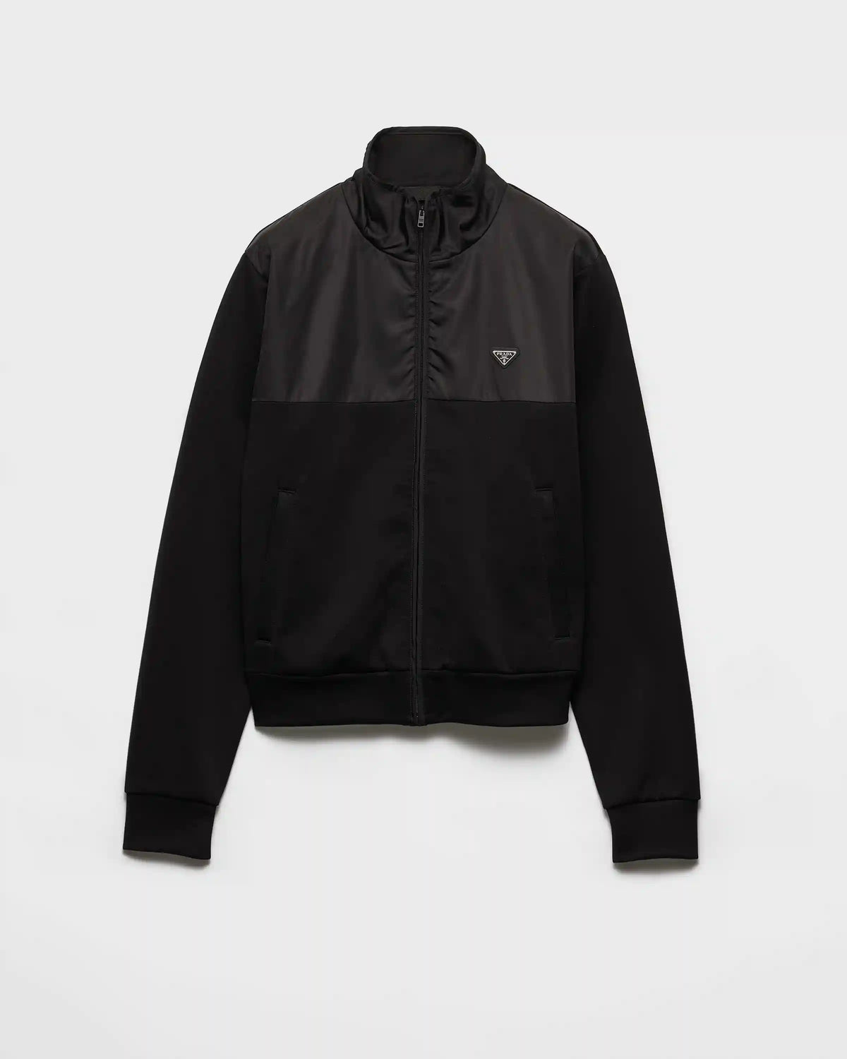 Cotton fleece zipper jacket with Re-Nylon details