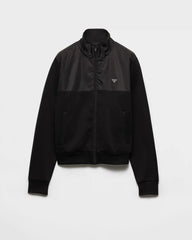 Cotton fleece zipper jacket with Re-Nylon details