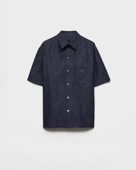 Short-sleeved chambray denim shirt
