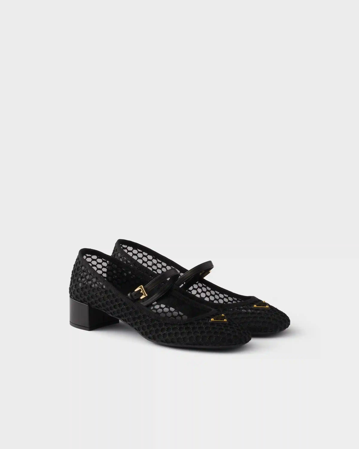 Low heel mesh fabric ballerinas