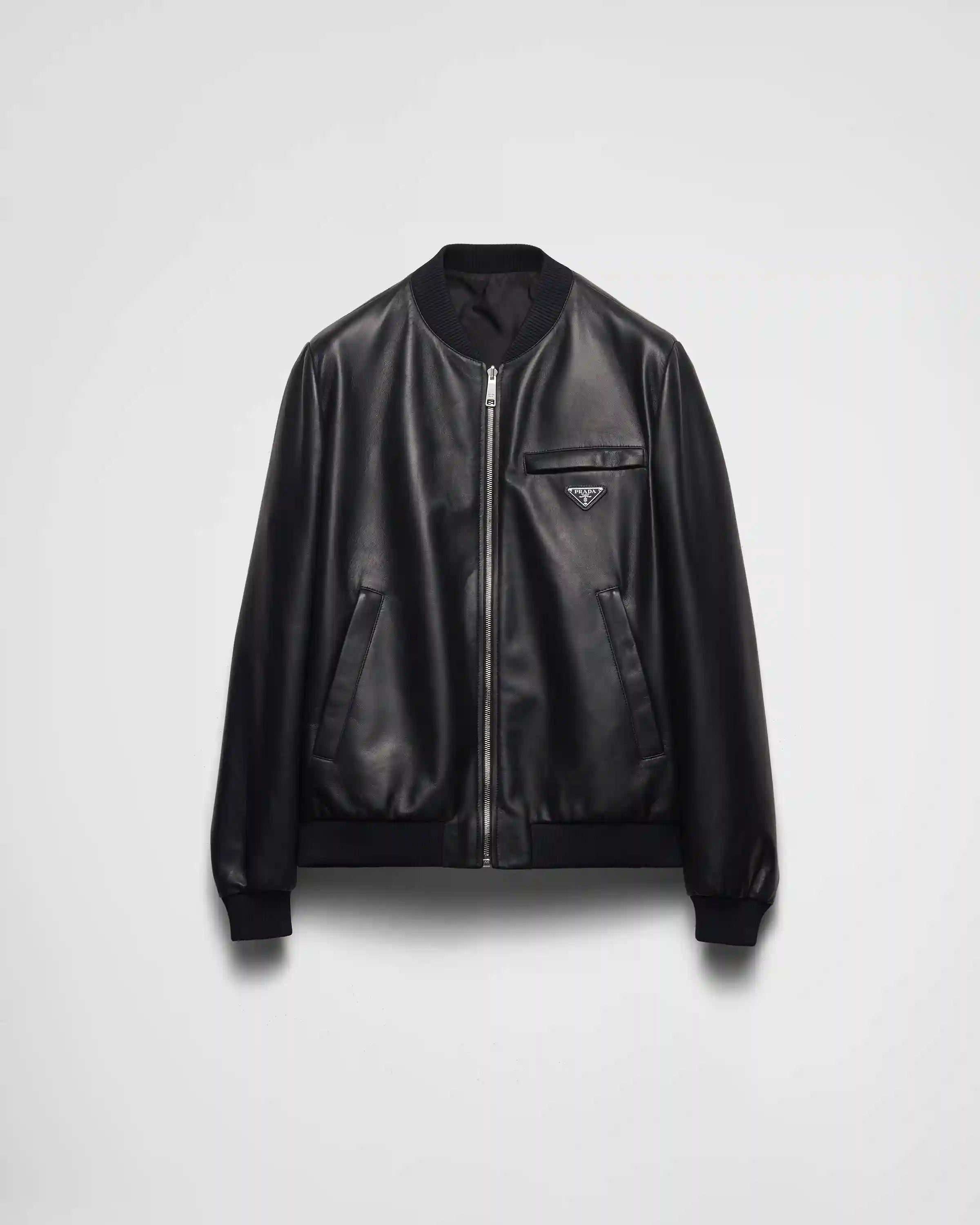 Reversible nappa leather bomber jacket