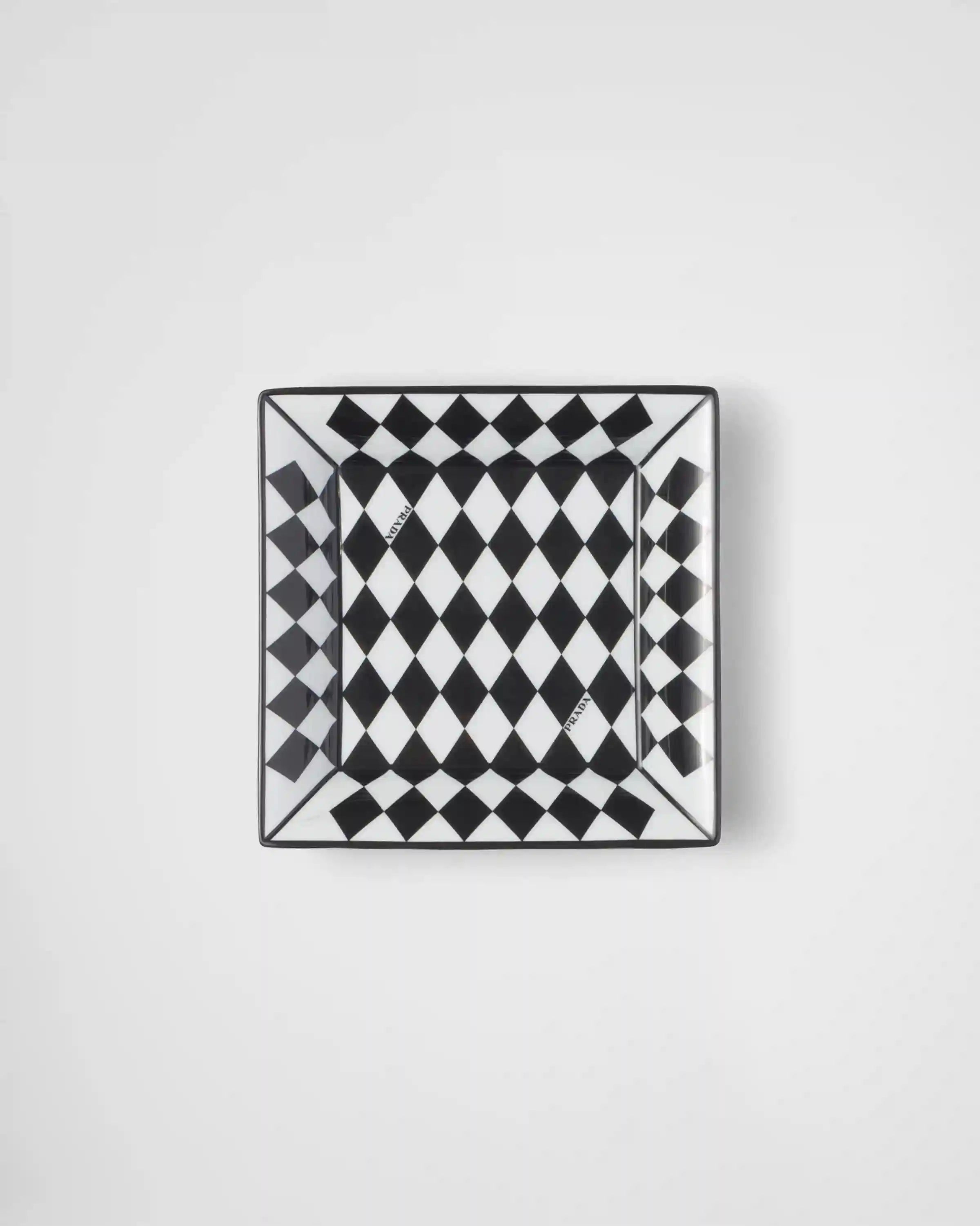 Large square porcelain catchall tray - Checkerboard