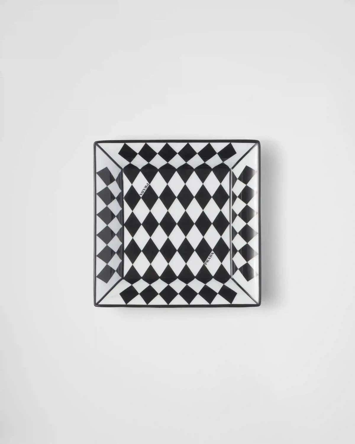 Large square porcelain catchall tray - Checkerboard