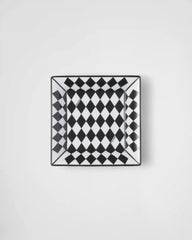 Large square porcelain catchall tray - Checkerboard