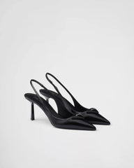 Saffiano patent leather slingback pumps