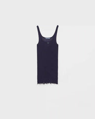 Ribbed knit silk tank top