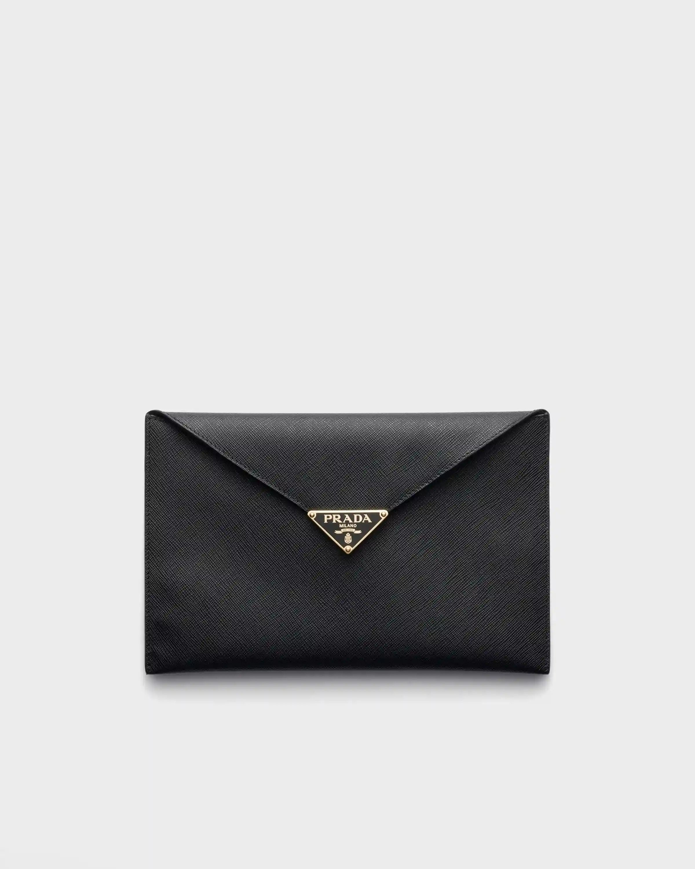 Saffiano leather envelope clutch