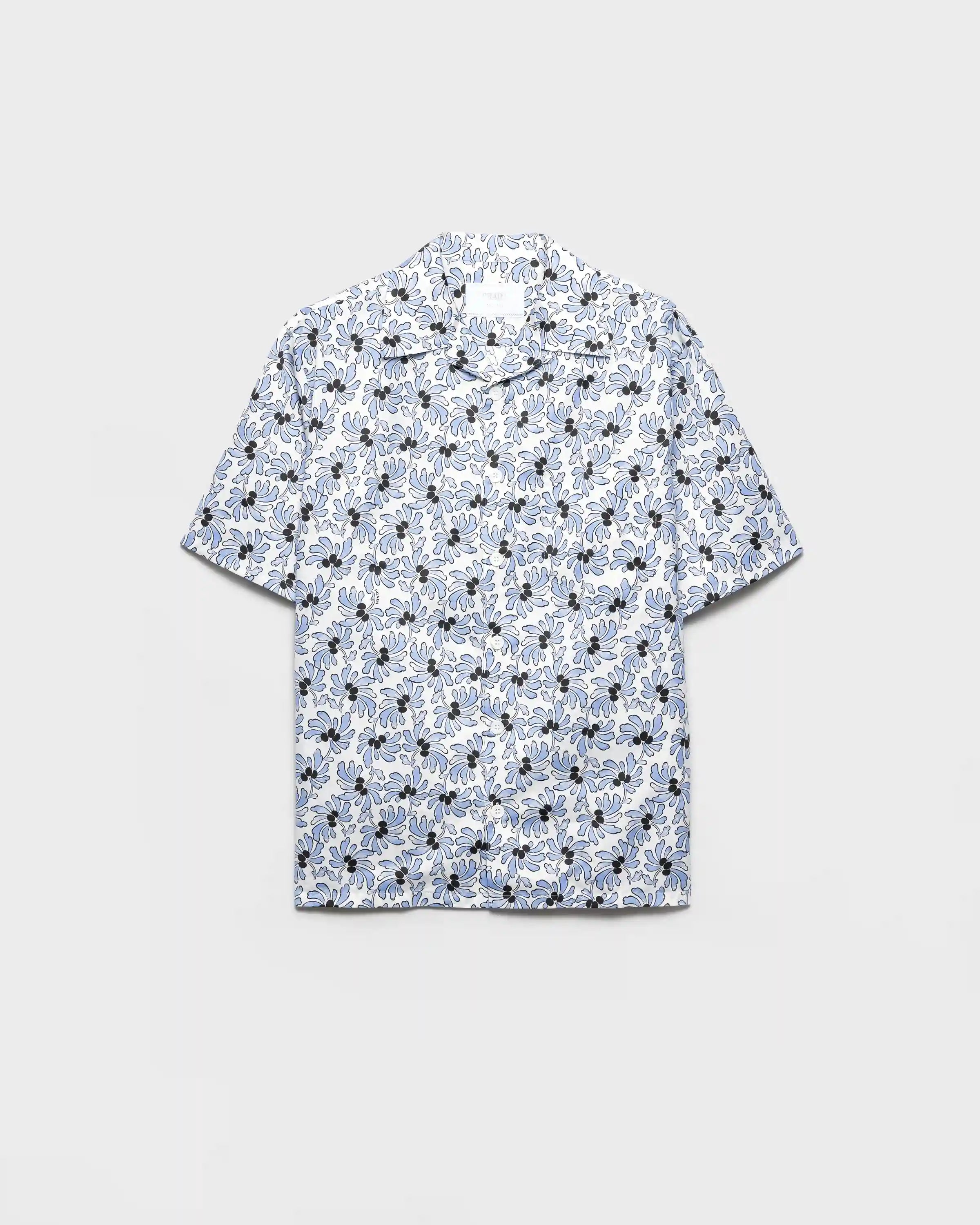 Printed cotton blend bowling shirt