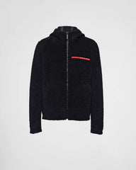 Wool blend fleece cardigan hoodie 