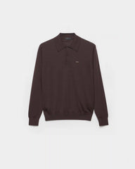 Long-sleeved superfine wool polo sweater
