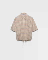 Embroidered checked poplin top