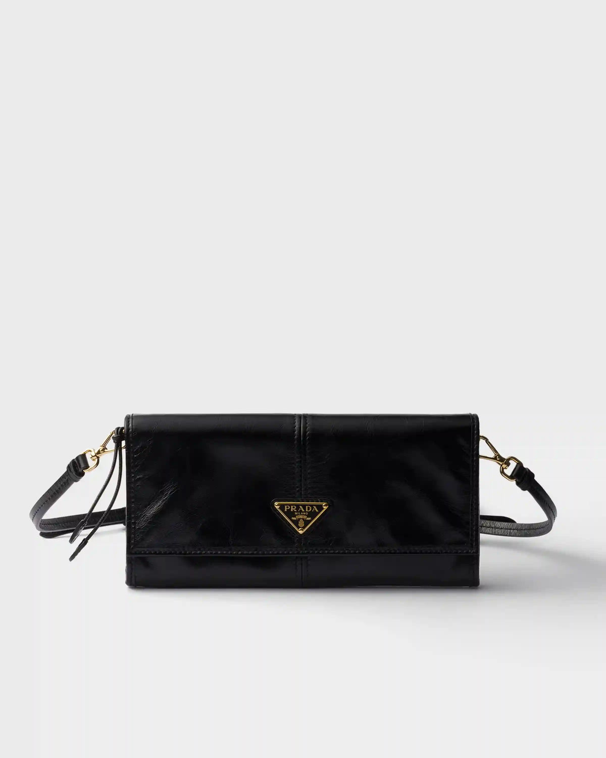 Leather wallet with shoulder strap