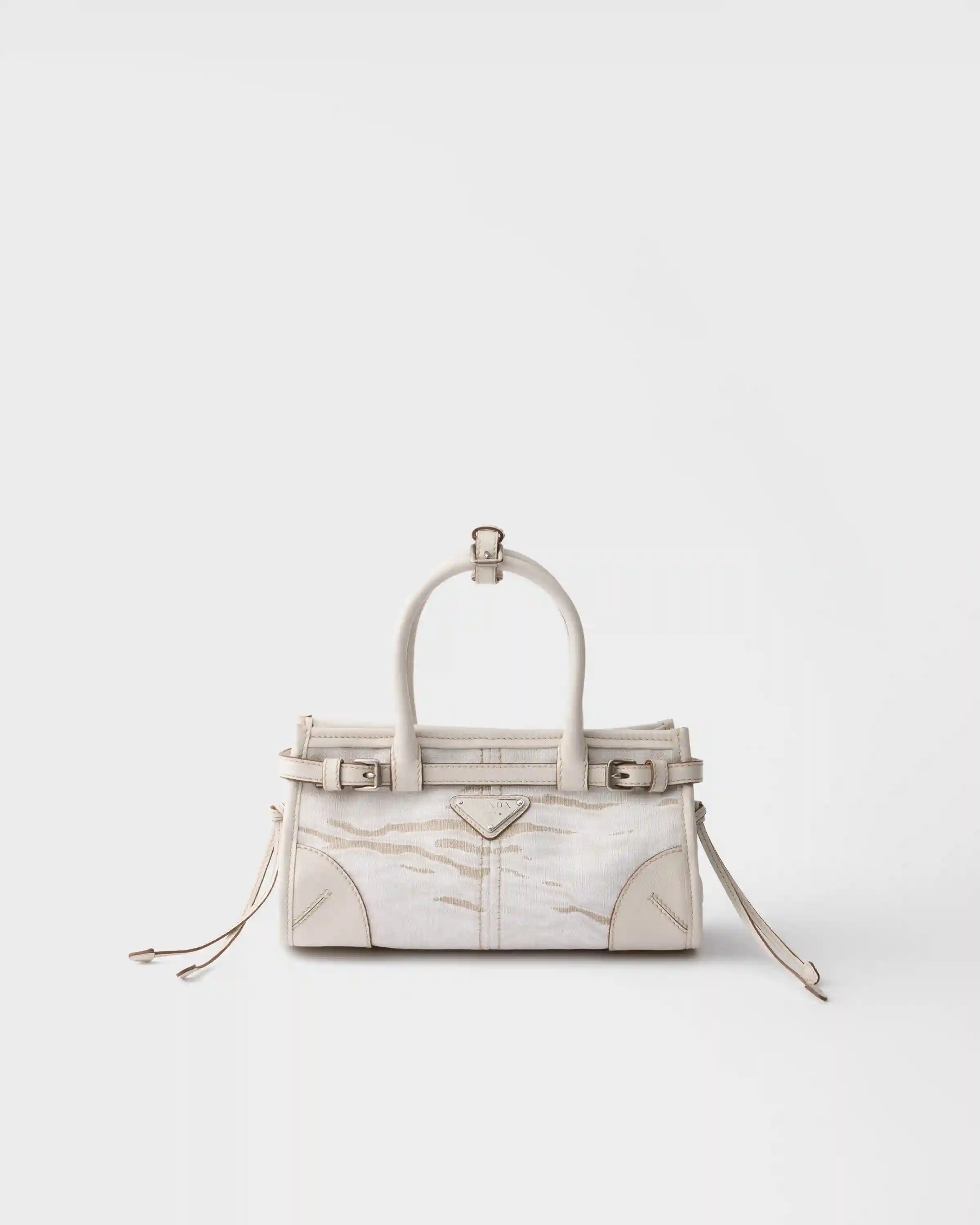 Prada Bonnie small printed linen and leather handbag