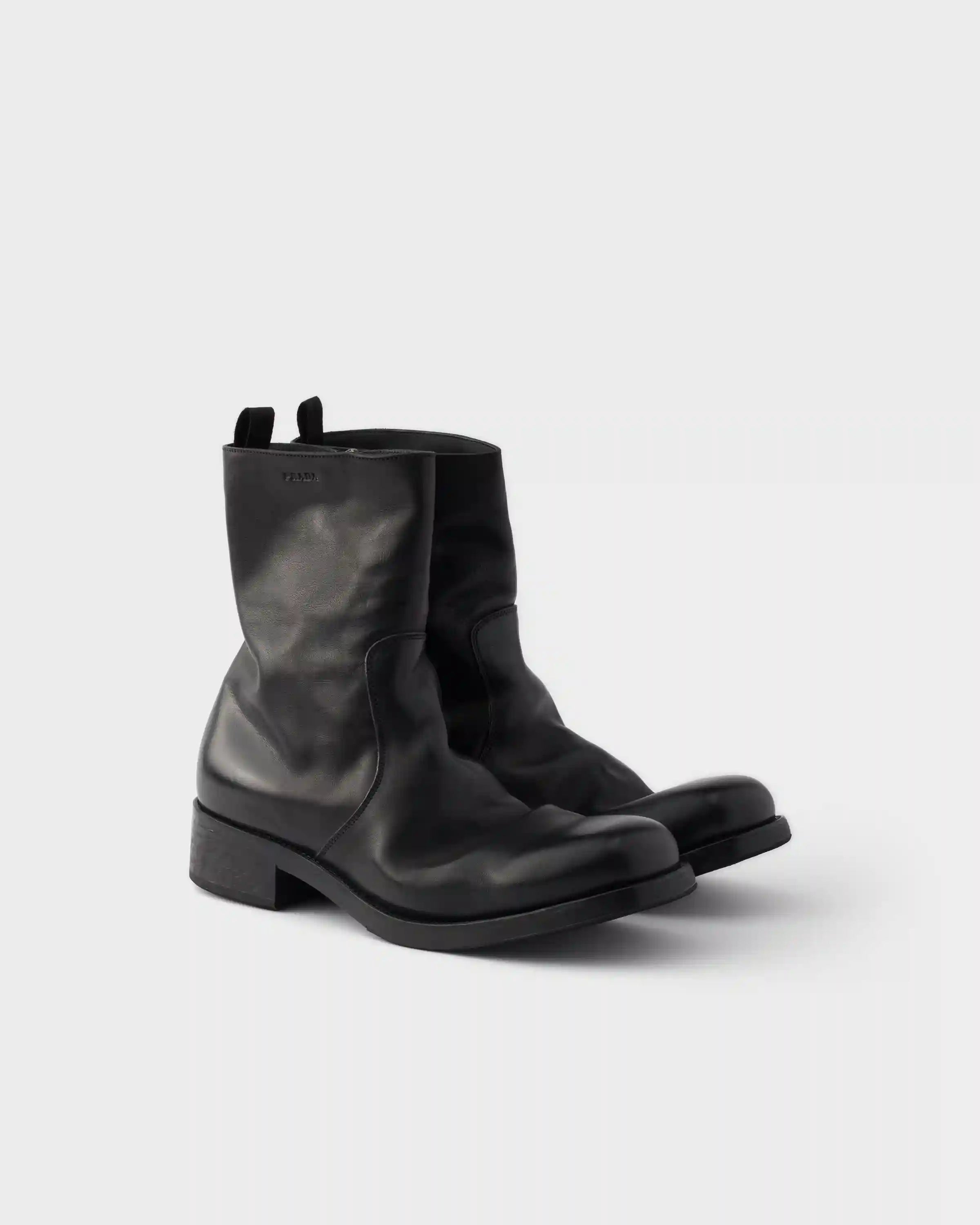 Leather zipper boots
