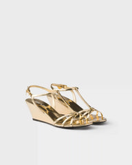 Metallic leather sandals