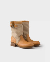 Leather and canvas boots