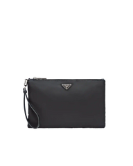 Re-Nylon and Saffiano leather pouch