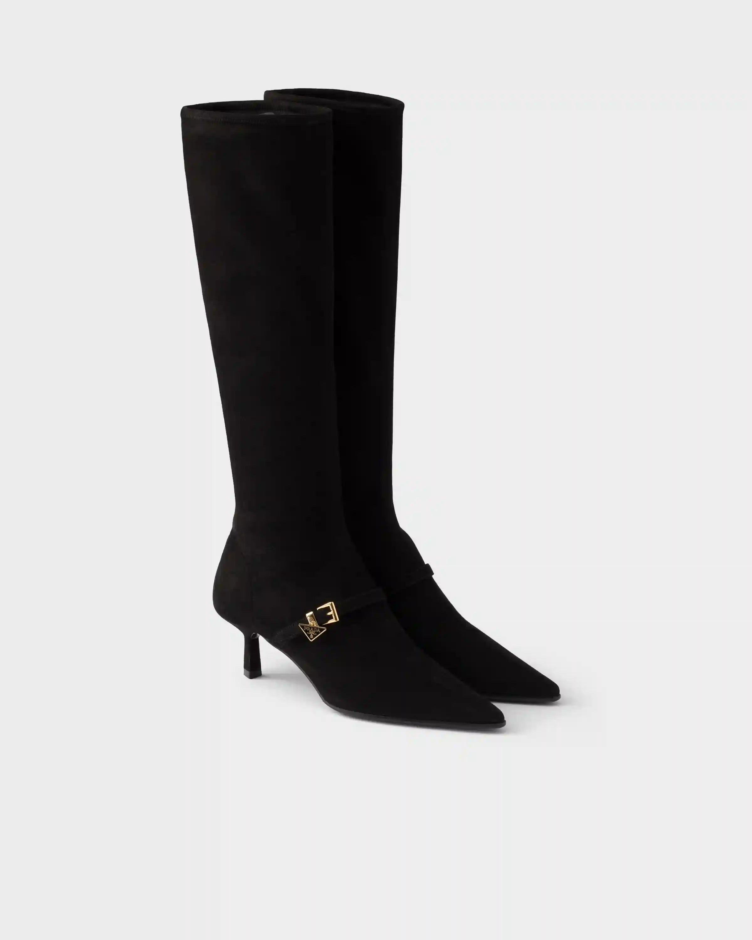 Stretch suede boots