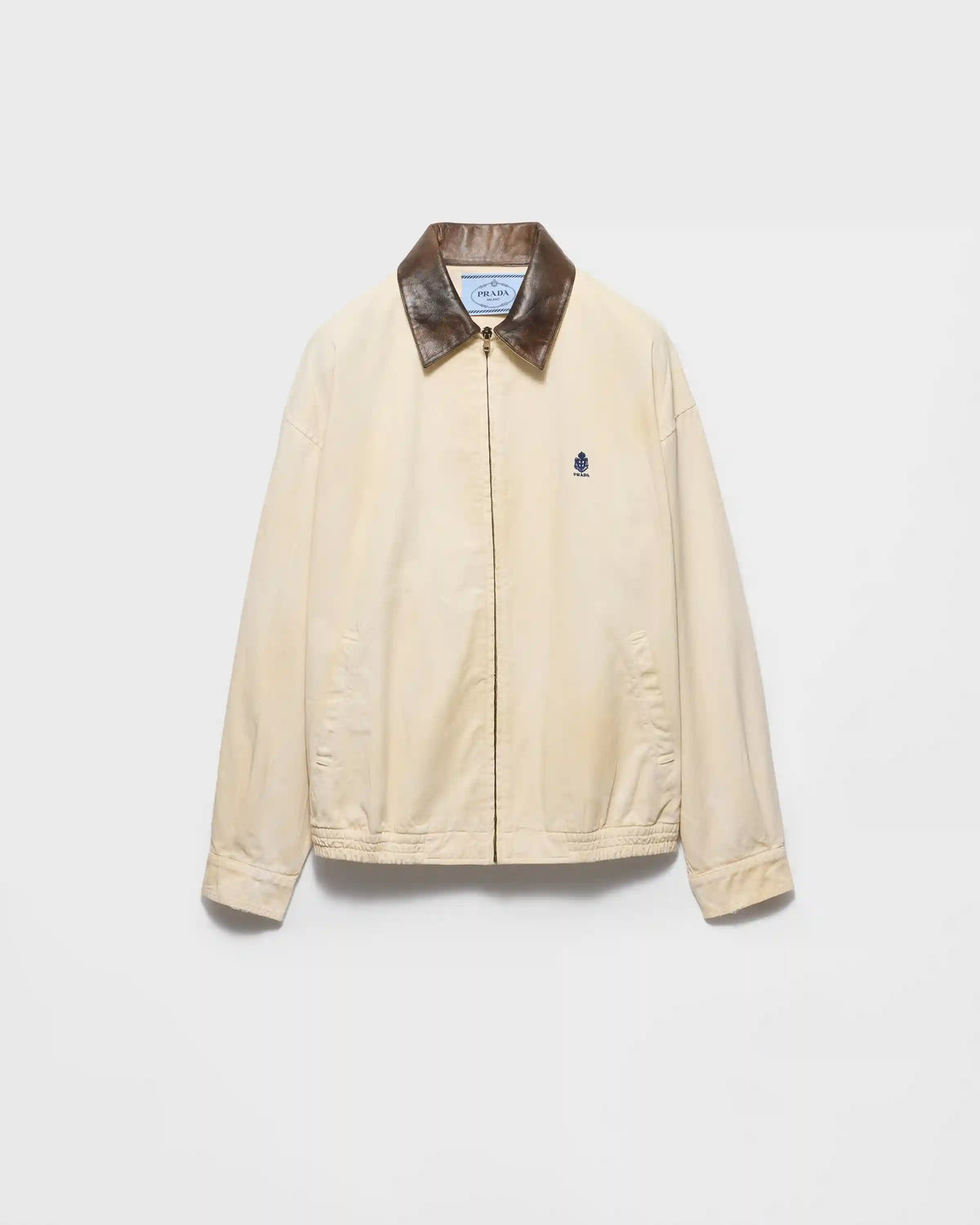 Embroidered garment-dyed old gabardine blouson jacket