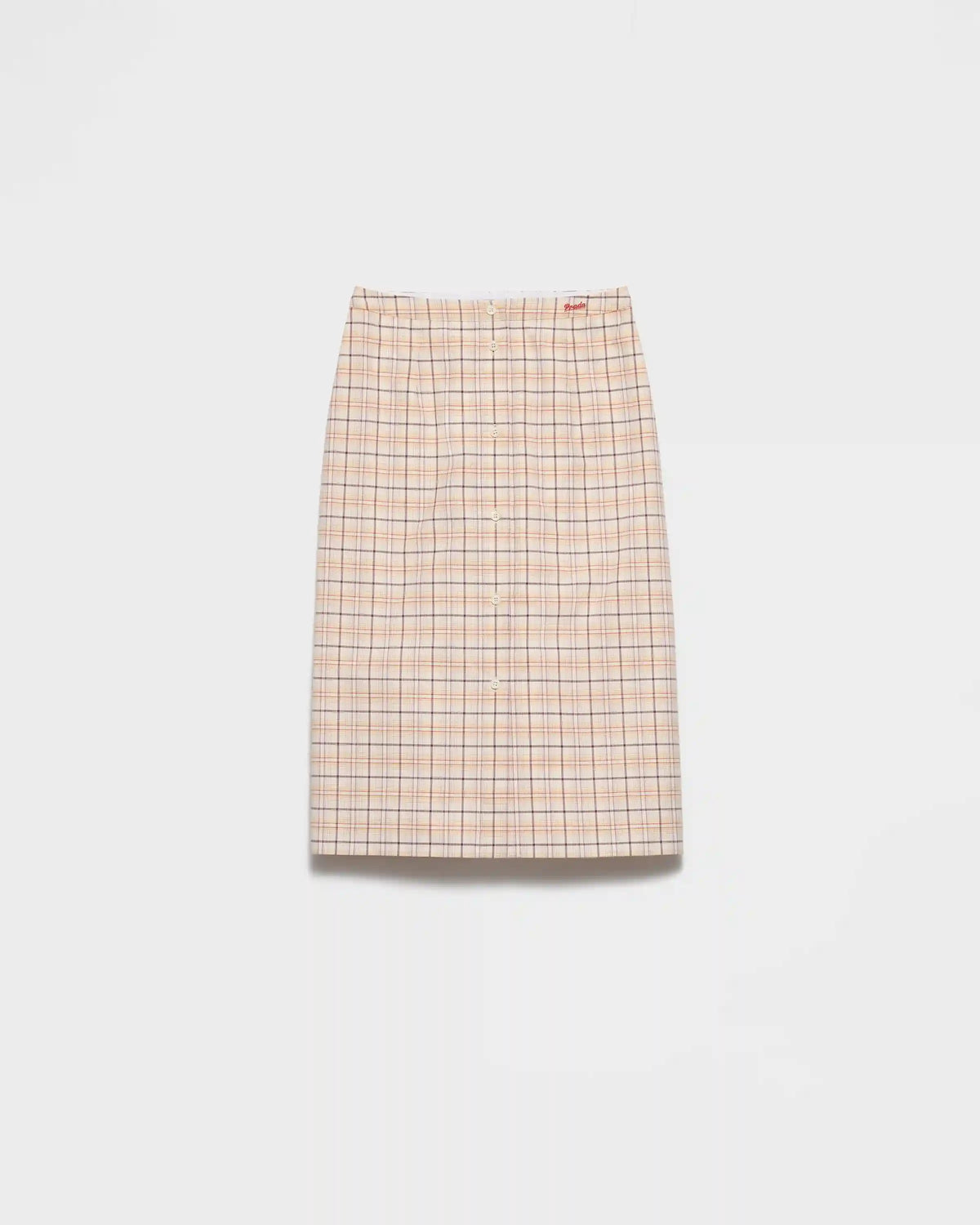 Checked cotton poplin pencil skirt