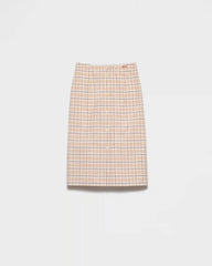 Checked cotton poplin pencil skirt