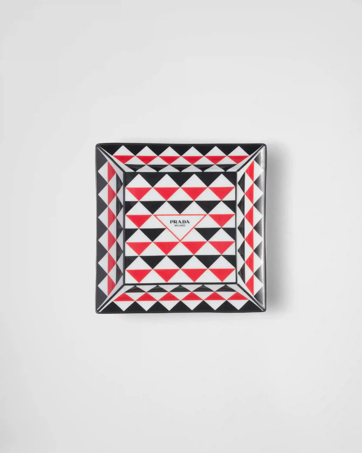 Large square porcelain catchall tray - Triangles