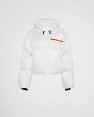 Cropped technical Re-Nylon down jacket