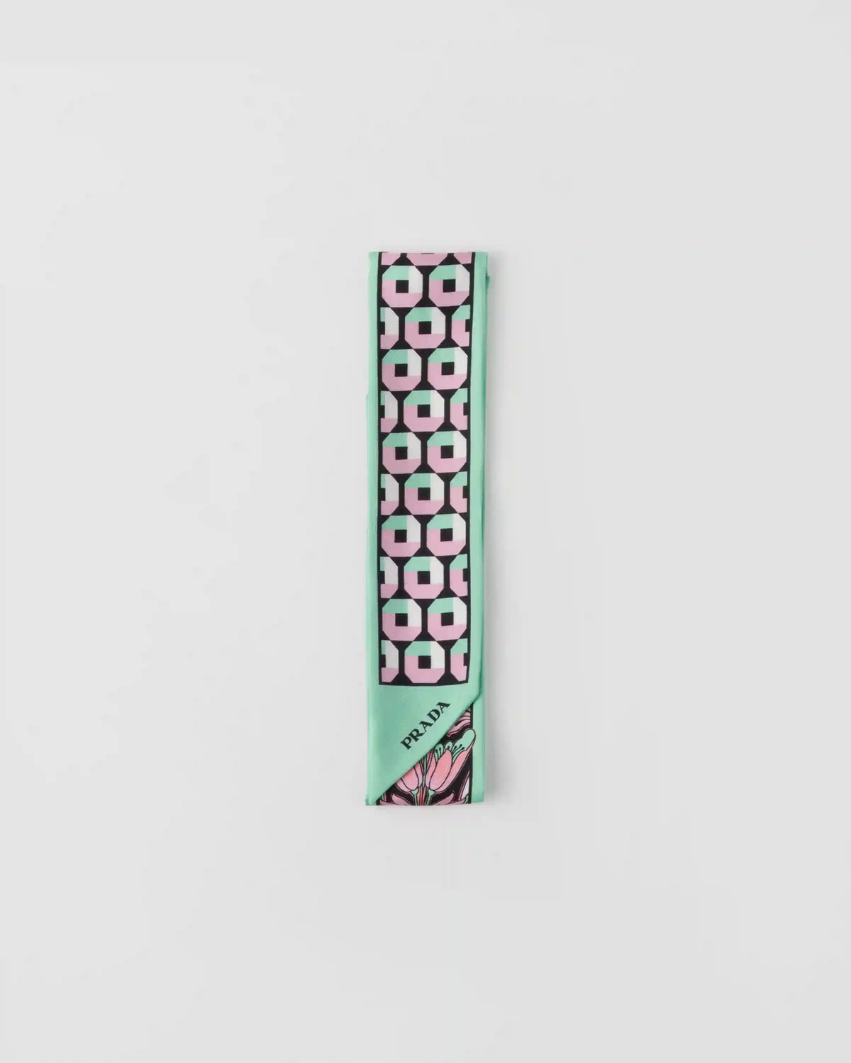Printed silk twill skinny scarf