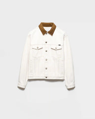Old denim jacket with leather details