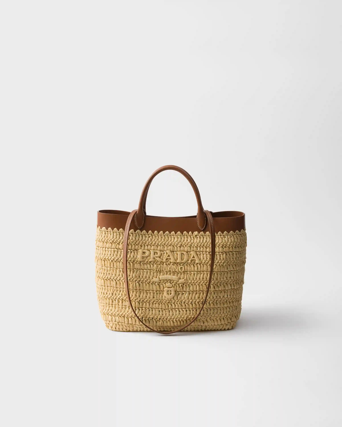 Small crochet and leather tote bag