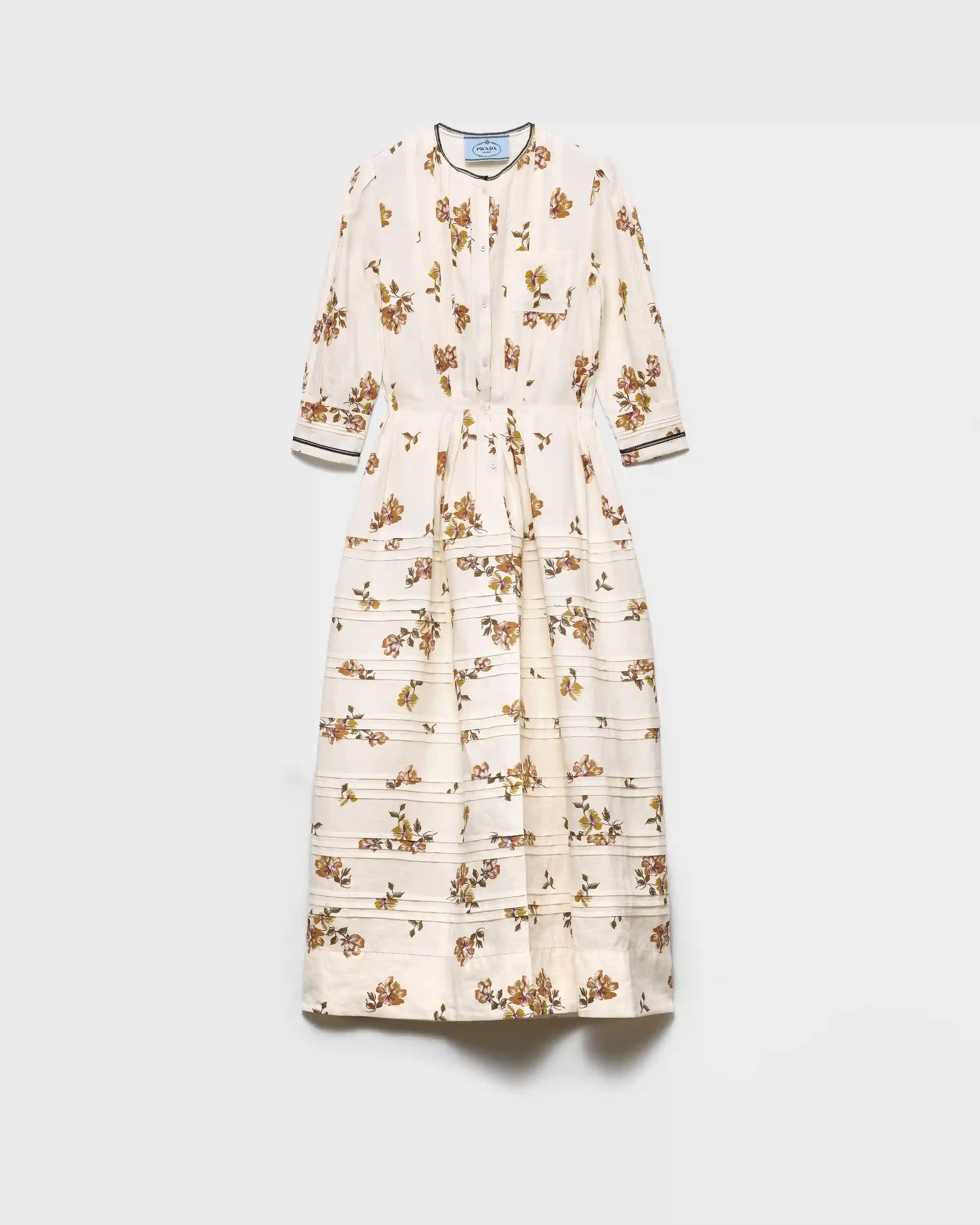 Long printed linen dress