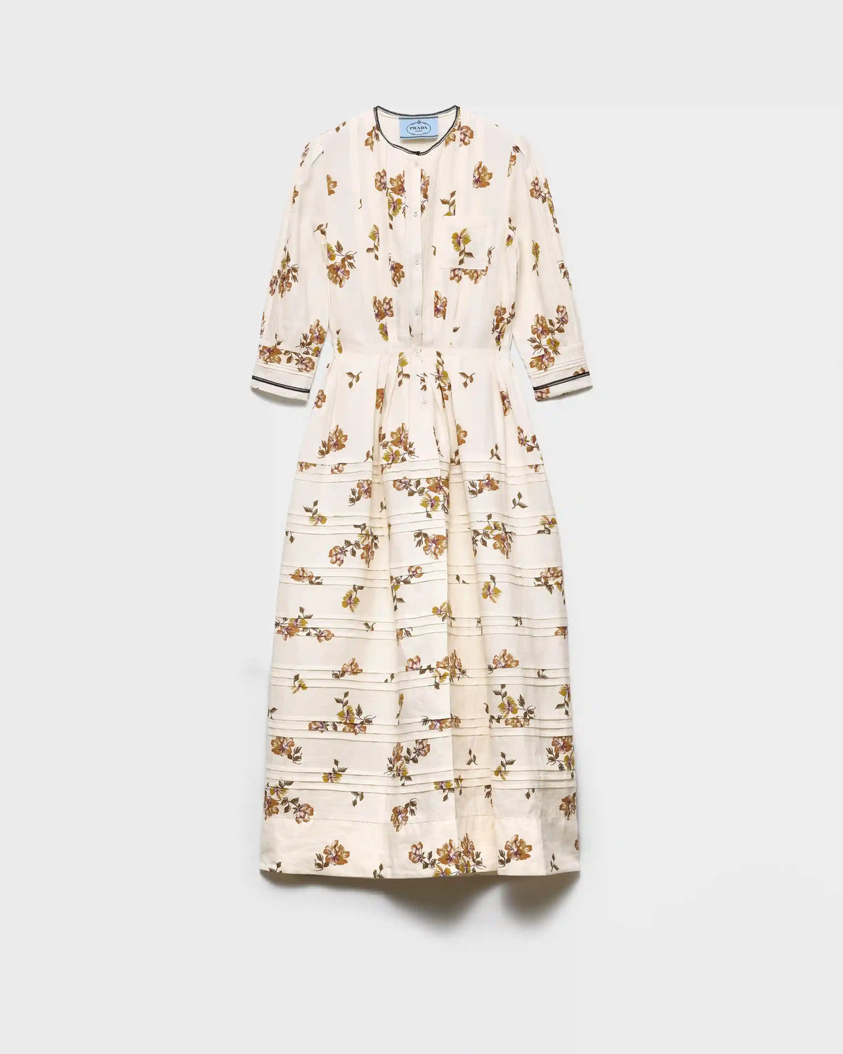 Long printed linen dress