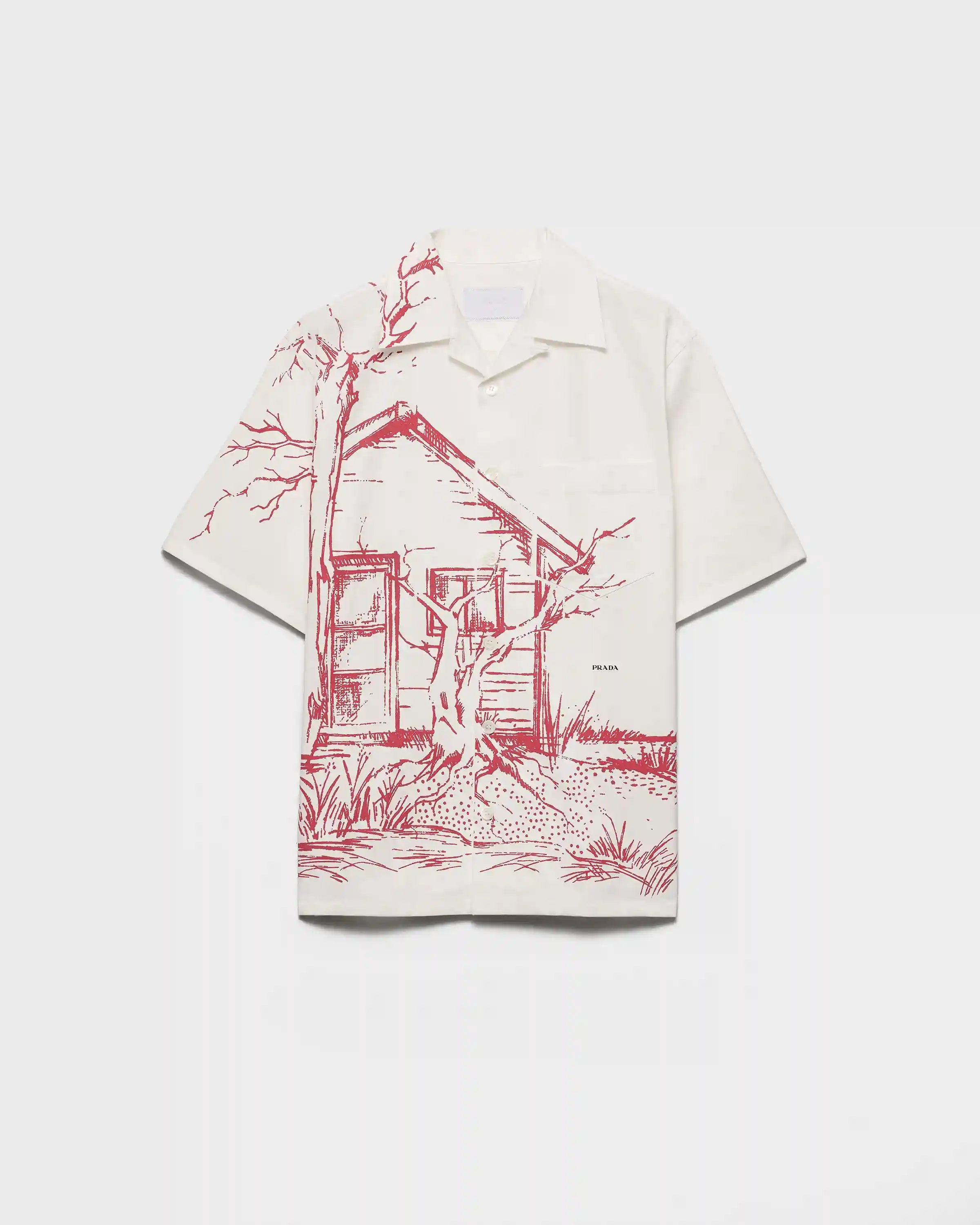 Printed cotton bowling shirt