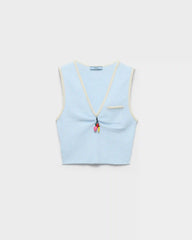 Cotton bouclÃ© crop top