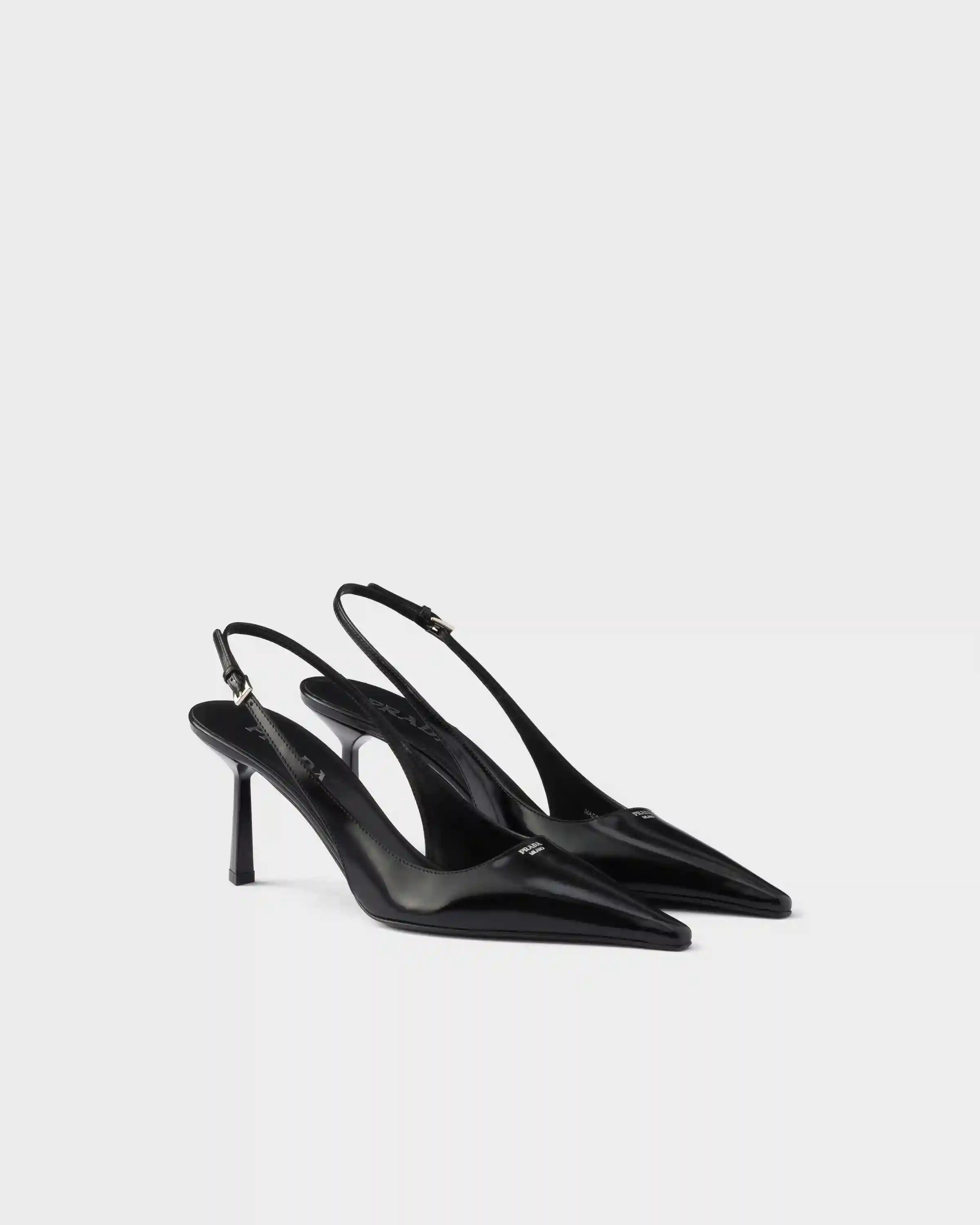 Brushed leather slingback pumps