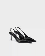 Brushed leather slingback pumps