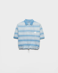 Striped print piquÃ© polo shirt