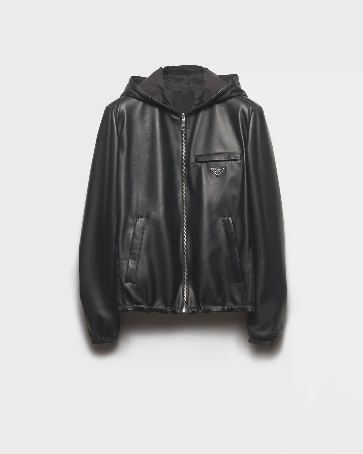 Reversible nappa leather and Re-Nylon jacket