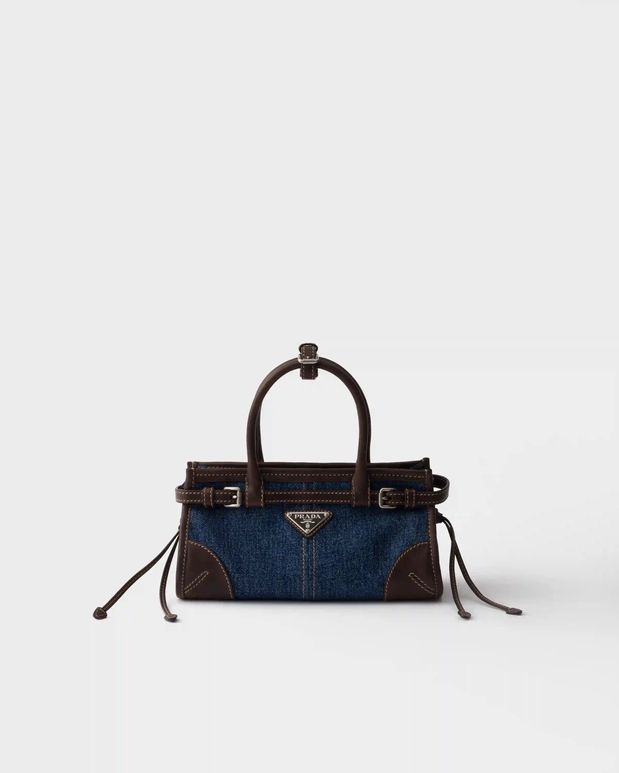 Prada Bonnie small denim and leather handbag