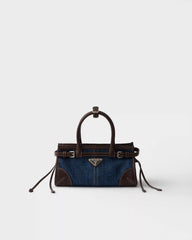 Prada Bonnie small denim and leather handbag