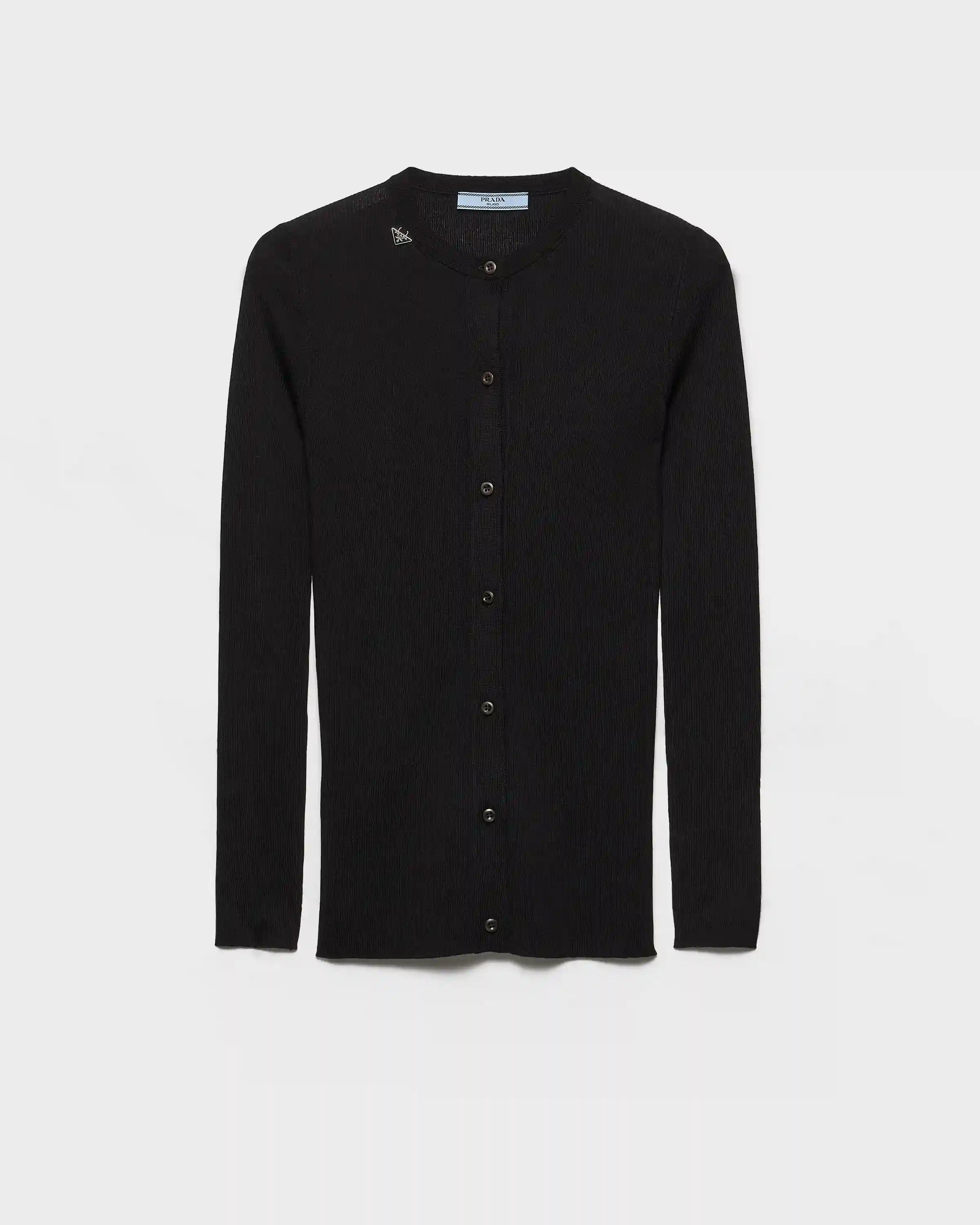 Ribbed knit wool cardigan