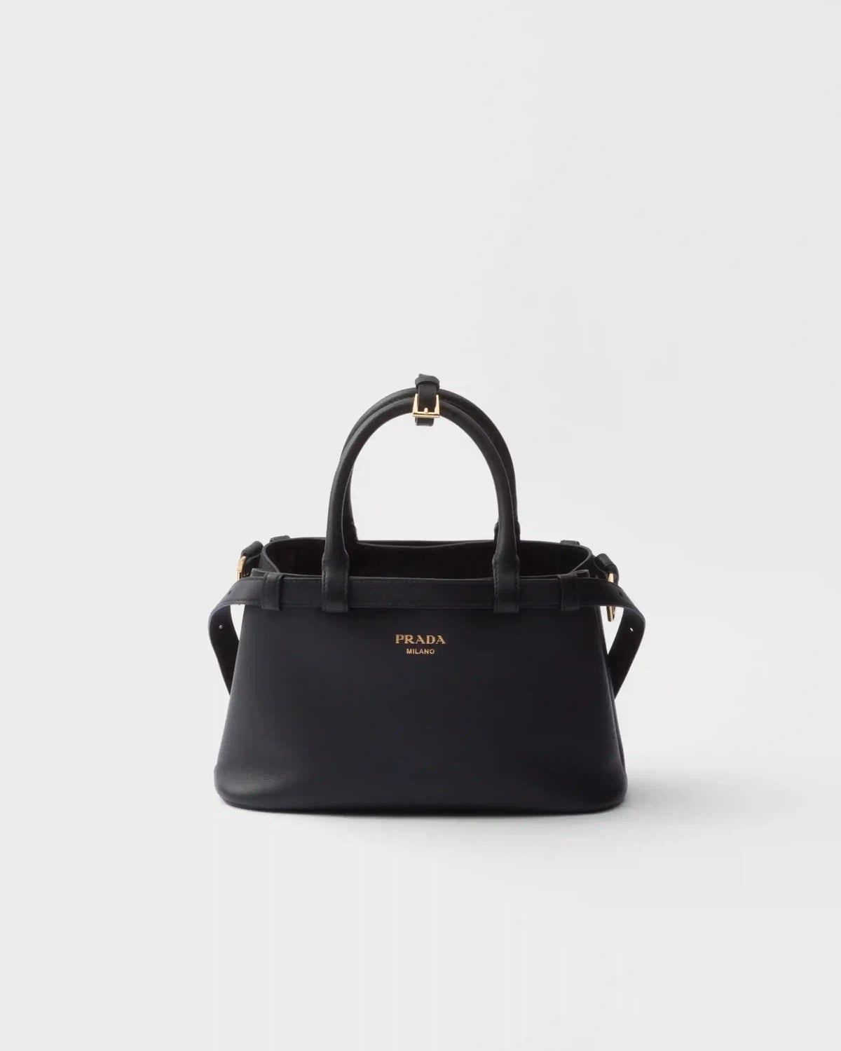 Prada Buckle small leather handbag with double belt