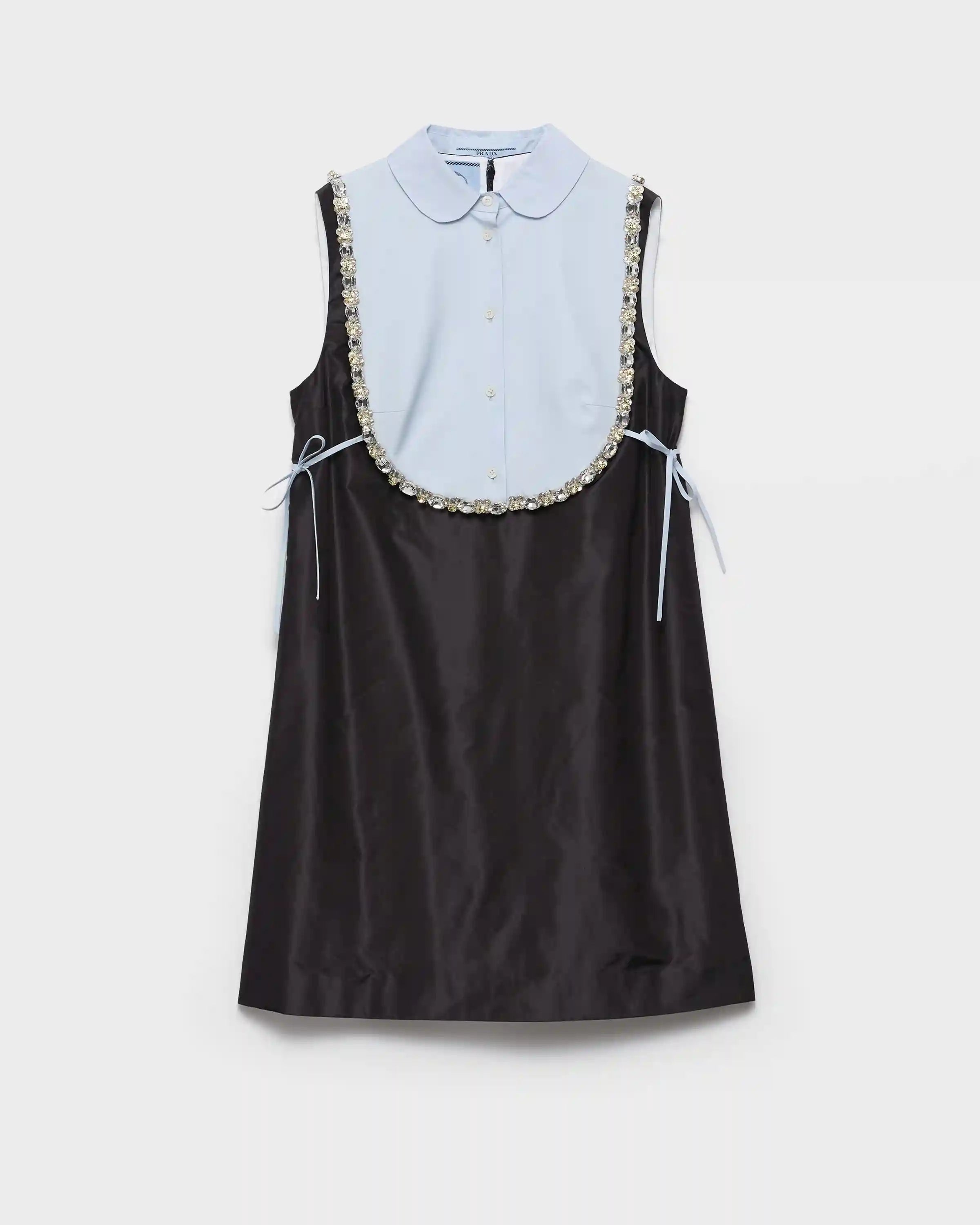 Embroidered taffeta mini-dress