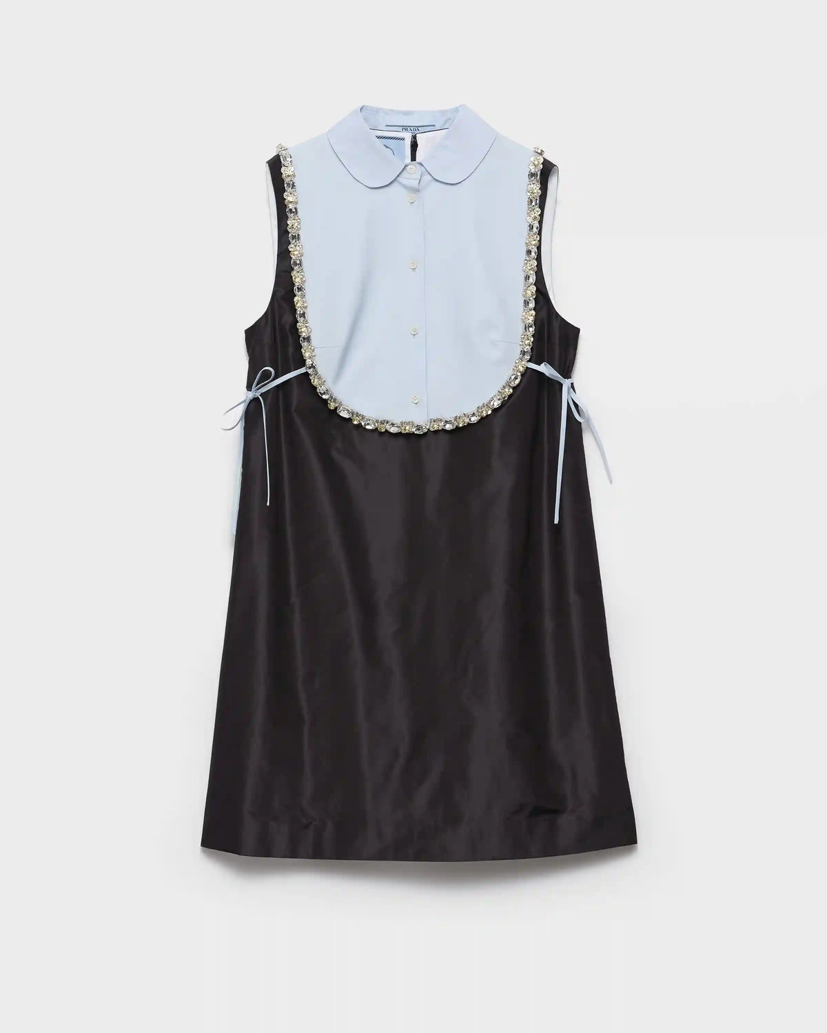 Embroidered taffeta mini-dress