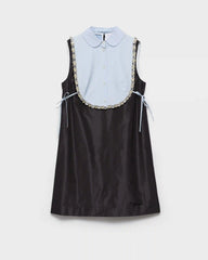 Embroidered taffeta mini-dress